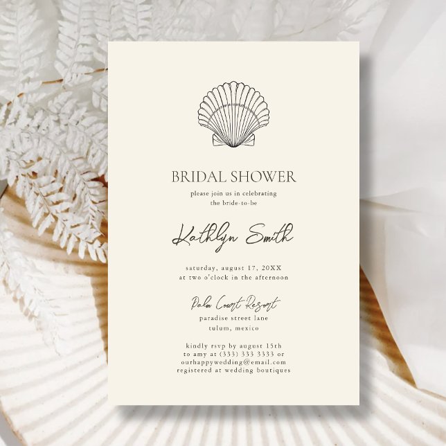 Invitación Moderna Shell Beach Ocean Boda Bridal Shower (Subido por el creador)