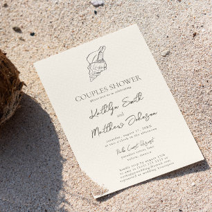 Invitación Moderna Shell Beach Ocean Boda Couples Ducha