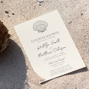 Invitación Moderna Shell Beach Ocean Boda Couples Ducha