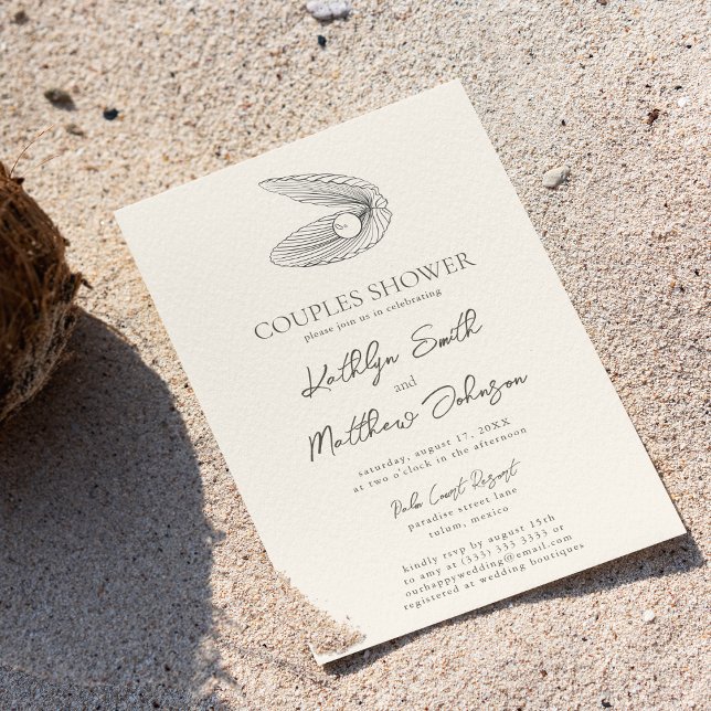 Invitación Moderna Shell Beach Ocean Boda Couples Ducha (Subido por el creador)