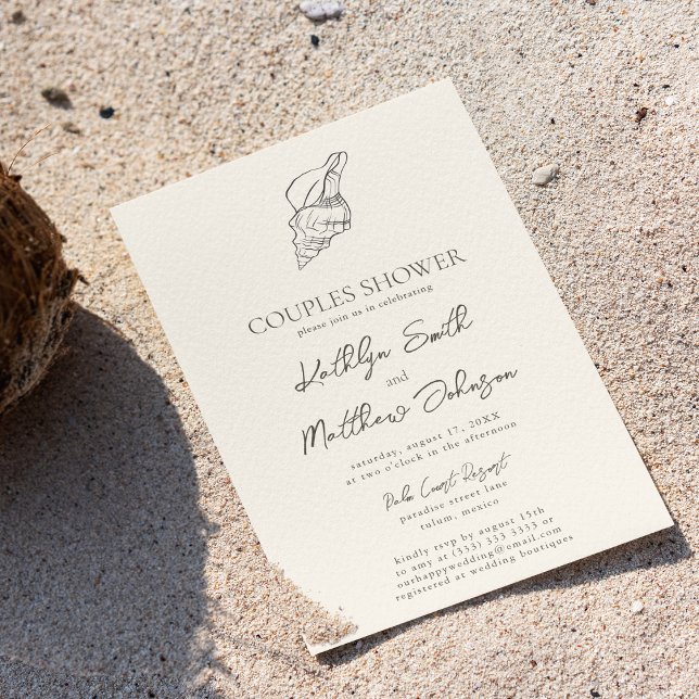 Invitación Moderna Shell Beach Ocean Boda Couples Ducha (Subido por el creador)