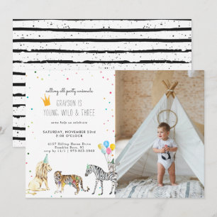 Invitación Moderna Simple para Fiesta de Animales