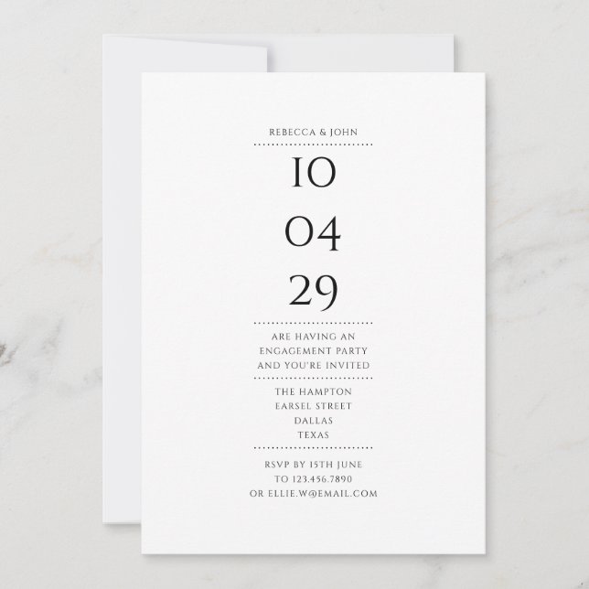 Invitación moderna simple para fiesta de compromis (Anverso)