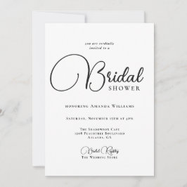 Invitación Moderna simplicidad ducha de novia