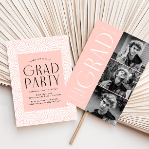 Invitación Moderna Simplicidad Rubor 3 Foto Graduación de la