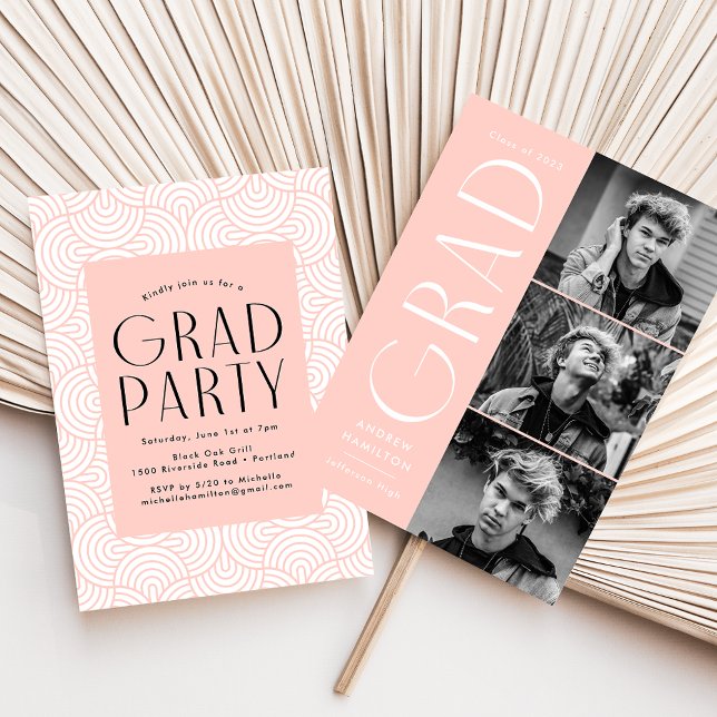 Invitación Moderna Simplicidad Rubor 3 Foto Graduación de la  (Subido por el creador)