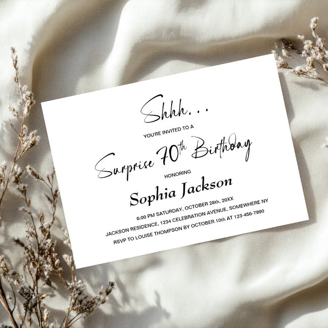 Invitación Moderna sorpresa Minimalista 70 cumpleaños (Subido por el creador)