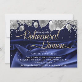 Invitación Moderna Sparkly Royal Navy Mínimo ensayo Cena