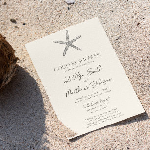 Invitación Moderna Starfish Beach Océano Boda Ducha Parejas