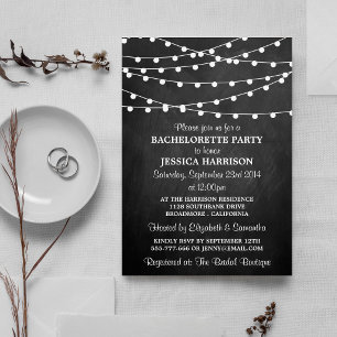 Invitación Moderna String Lights Chalkboard Bachelorette Part