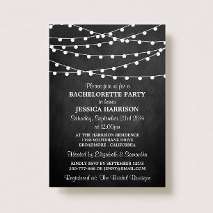 Invitación Moderna String Lights Chalkboard Bachelorette Part