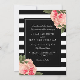 Invitación Moderna suite Boda de rayas blancas y negras