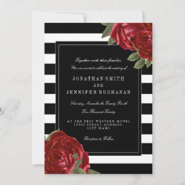 Invitación Moderna suite Boda de rayas blancas y negras