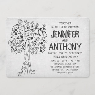 invitación moderna tallada del boda del árbol