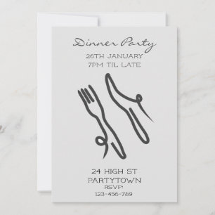 Invitación Moderna temática de fiesta monocromo para la cena