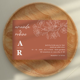 Invitación Moderna Teracota Elegante Boda