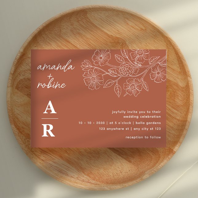 Invitación Moderna Teracota Elegante Boda (Subido por el creador)