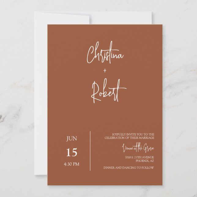 Invitación Moderna Terracota Boho Boda Foto Código QR RSVP (Anverso)