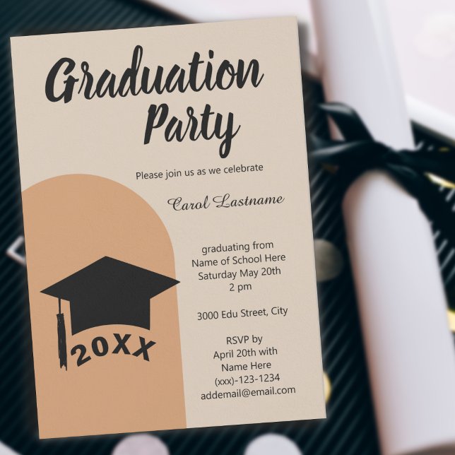 Invitación Moderna Terracota clásica Beige Arch Grad Fiesta (Subido por el creador)