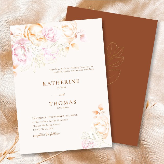 Invitación Moderna Terracota clásica Dreamy Fall Wedding (Subido por el creador)