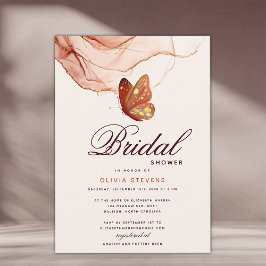 Invitación Moderna Terracota Dorada Mariposa Bridal Ducha