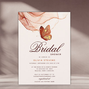 Invitación Moderna Terracota Dorada Mariposa Bridal Ducha