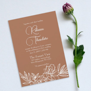 Invitación Moderna Terracota Elegante Boda Primavera