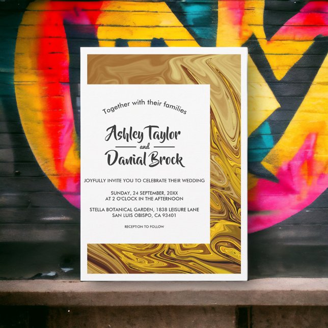 Invitación Moderna Terracota marrón dorada Resumen Boda de ar (Subido por el creador)