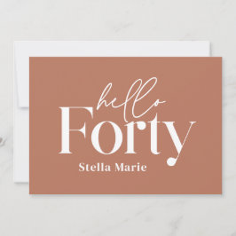 Invitación Moderna terracota mínima simple 40 cumpleaños