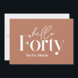 Invitación Moderna terracota mínima simple 40 cumpleaños<br><div class="desc">Moderna tipografía mínima simple terracota y blanca invitación de 40 años. Parte de una colección contemporánea.</div>