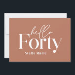 Invitación Moderna terracota mínima simple 40 cumpleaños<br><div class="desc">Moderna tipografía mínima simple terracota y blanca invitación de 40 años. Parte de una colección contemporánea.</div>