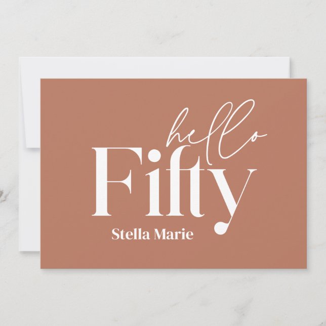 Invitación Moderna terracota mínima simple 50 años (Anverso)