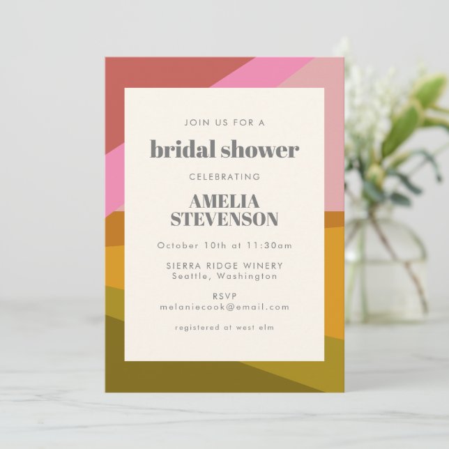 Invitación Moderna Tierra Geométrica Hues Bridal Brunch Ducha (Anverso de pie)