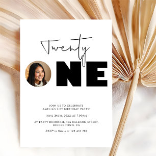 Invitación Moderna tipografía audaz 21ª Fiesta de cumpleaños