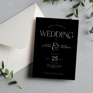 Invitación Moderna tipografía audaz boda negro