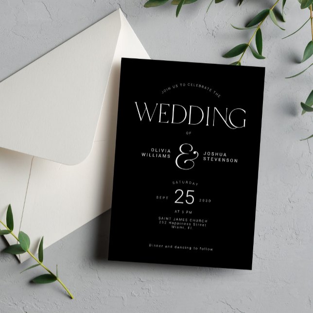 Invitación Moderna tipografía audaz boda negro (Subido por el creador)