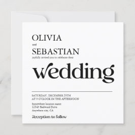 Invitación Moderna tipografía Boda blanco