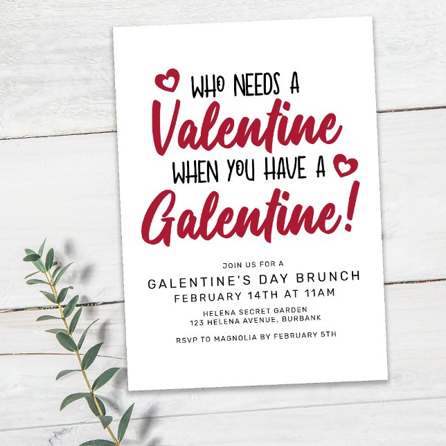 Invitación Moderna tipografía: Brunch del día de Galentine (Subido por el creador)