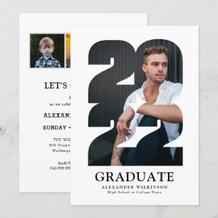 Invitación Moderna tipografía de 2022 4 Graduación de fotos