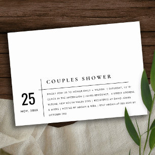 Invitación Moderna tipografía en blanco y negro Ducha en pare