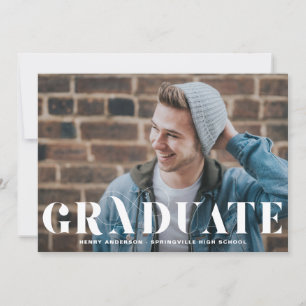 Invitación Moderna tipografía floreciente Graduación fotográf