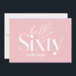 Invitación Moderna tipografía mínima simple cumpleaños número<br><div class="desc">Moderna tipografía minimalista simple muchacha rosa y blanca invitación de 60 años de cumpleaños. Parte de una colección contemporánea.</div>