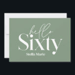 Invitación Moderna tipografía mínima simple cumpleaños número<br><div class="desc">Moderna y mínima tipografía simple sage invitación de cumpleaños 60 color verde y blanco. Parte de una colección contemporánea.</div>