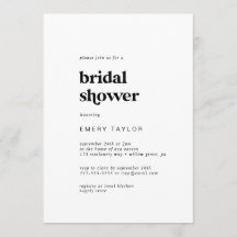 Moderna tipografía negra, ducha de novia