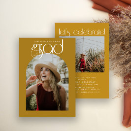 Invitación Moderna tipografía Oro 2 Graduación fotográfica