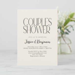 Invitación Moderna tipografía retro Minimalista duchas de par