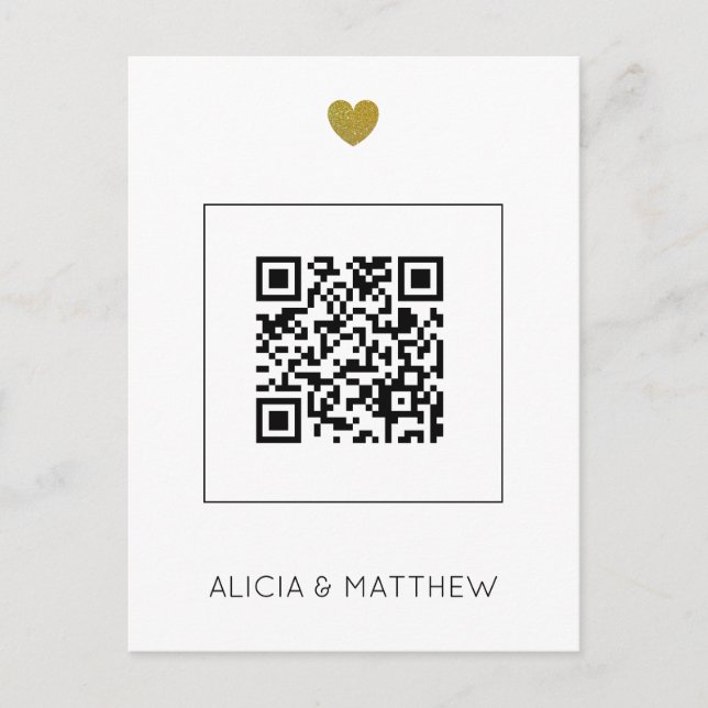 Invitación moderna todo en una boda con código QR (Anverso)