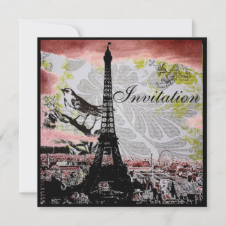 Invitación moderna torre de eiffel vintage paris ducha de nov