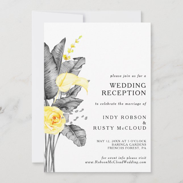 Invitación moderna tropical para recepción de boda (Anverso)