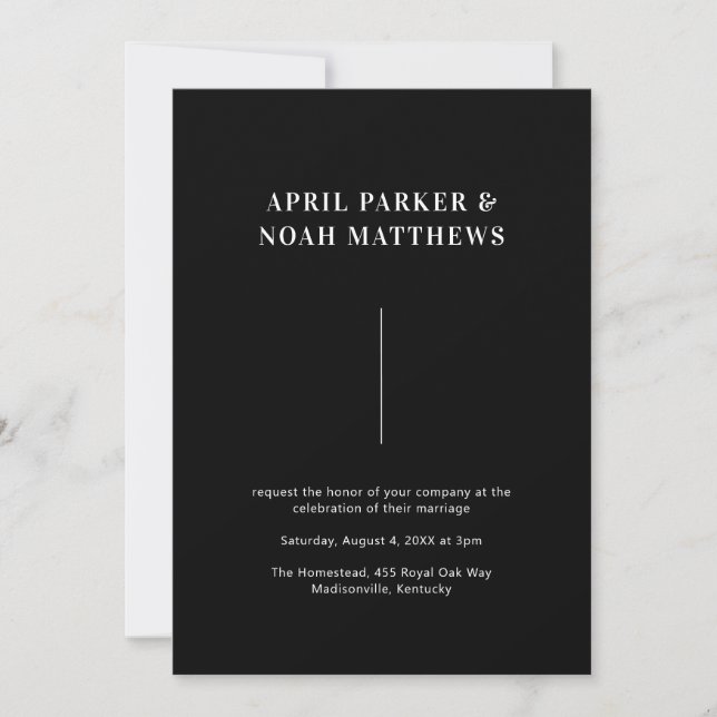 Invitación Moderna Typografía Mínima Simple Blanco Negro (Anverso)
